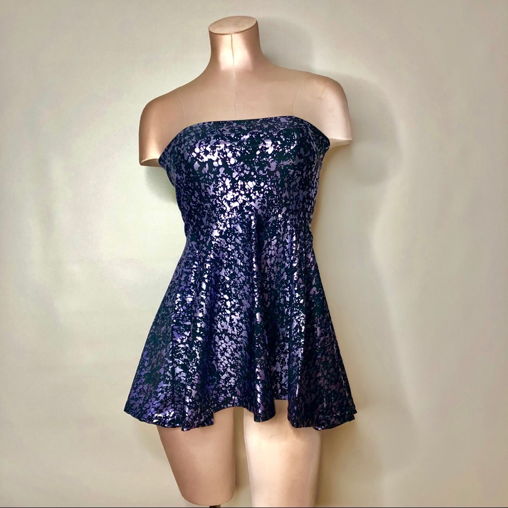 American Apparel Metallic Purple Tube Skater Dress